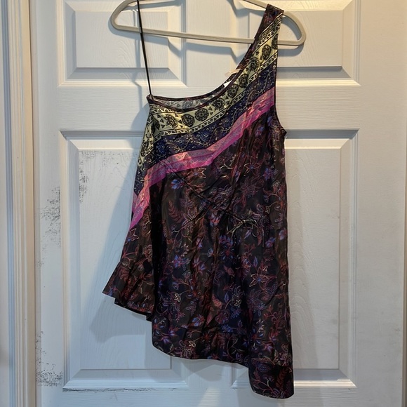 New! Free People Mira One Shoulder Bohemian Print Tunic Tank Top XS - Picture 2 of 7